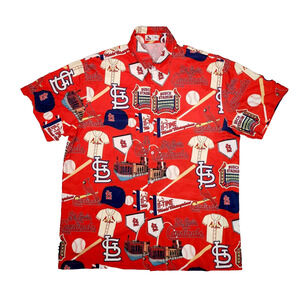 St. Louis Cardinals All-Over Print Polyester Hawaiian Shirt Men's Size XL